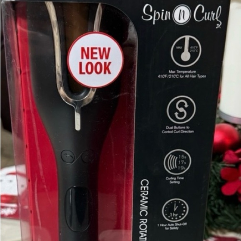 Spin n Curl Ceramic Rotating Curler - Black and Red